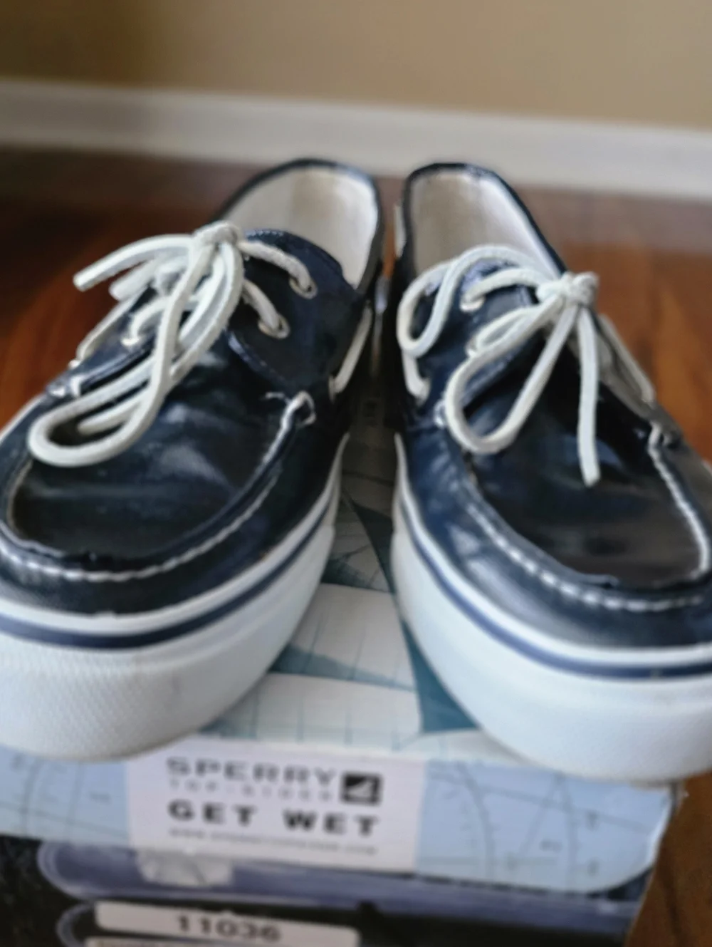 Sperry Top-Sider Bahama Blue Shiny Canvas Boat Shoes Mens 11M Sneaker Yacht Club